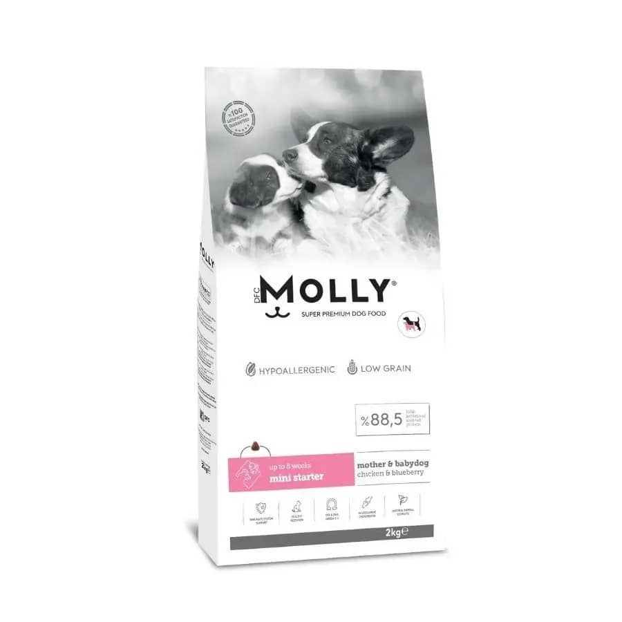 Molly Düşük Tahıllı Hypoallergenic Tavuklu ve Yaban Mersinli Küçük Irk Anne ve Yavru Köpek Maması