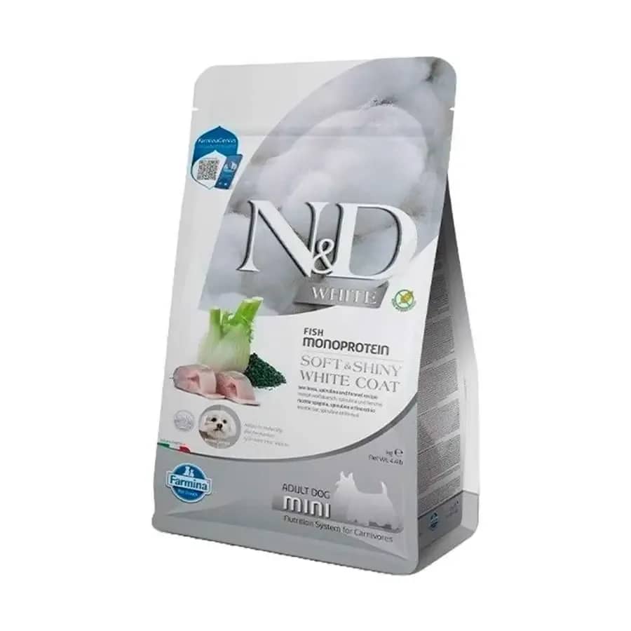 N&D White Levrek Rezene ve Spirulina Küçük Irk Beyaz Köpek Maması