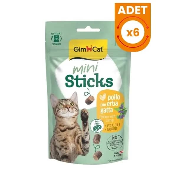 Gimcat Mini Sticks Kedi Otlu ve Tavuklu Kedi Ödül Maması