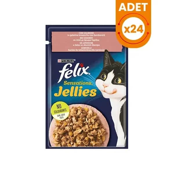 Felix Sensations Taze Jöle İçerisinde Karides ve Somonlu Yetişkin Yaş Kedi Maması