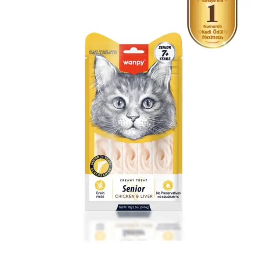 Wanpy Tavuklu & Ciğerli 7+ Yaş Kedi Krema Ödülü 5×14 gr