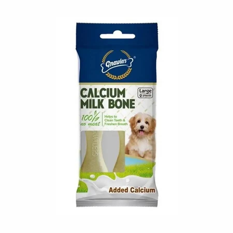 Gnawlers Kalsiyumlu Sütlü Köpek Ödül Kemiği L 10 cm 2'li 110 gr