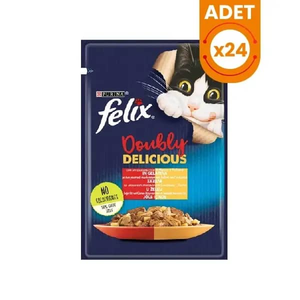 Felix Taze Sığır Etli ve Kümes Hayvanlı Jöleli Pouch Yetişkin Yaş Kedi Maması