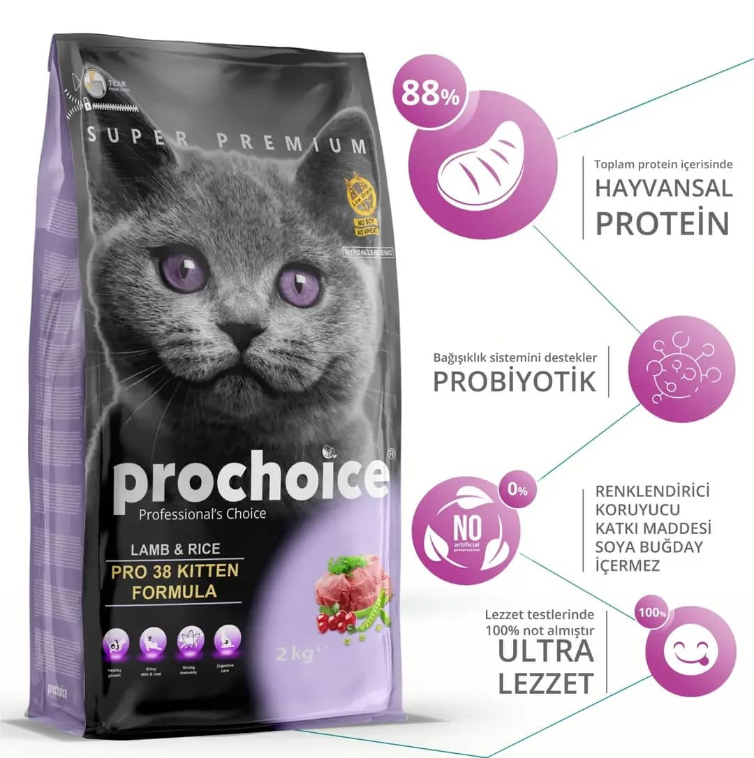 Prochoice Pro 38 Kitten Kuzu Etli Yavru Kedi Maması