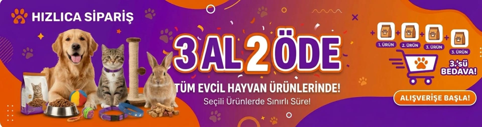 Hızlıca Sipariş 3 Al 2 Öde kampanyası: 3. ürün bedava