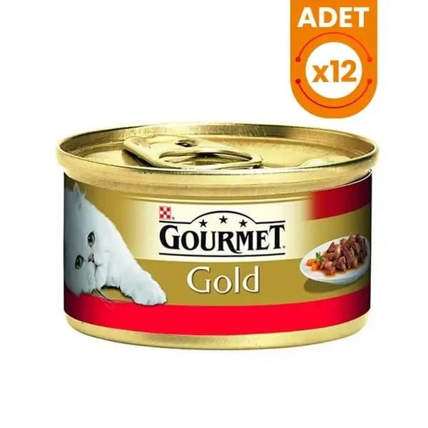 Gourmet Gold Parça Sığır Etli Yetişkin Konserve Kedi Maması