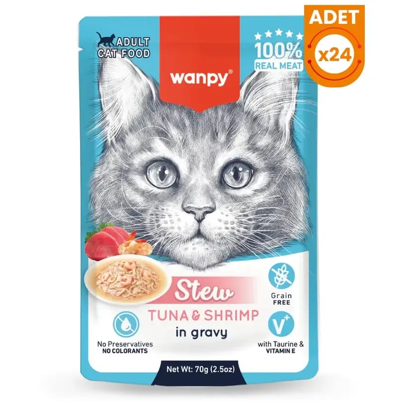 Wanpy Stew Sos İçinde Ton Balıklı ve Karidesli Yetişkin Konserve Kedi Maması