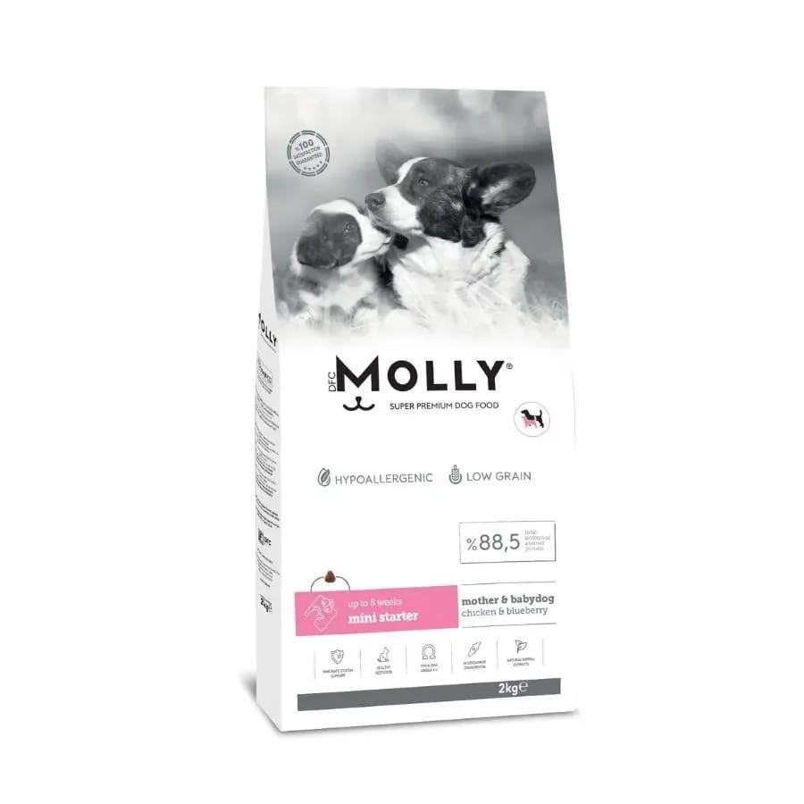 Molly Düşük Tahıllı Hypoallergenic Tavuklu ve Yaban Mersinli Küçük Irk Anne ve Yavru Köpek Maması