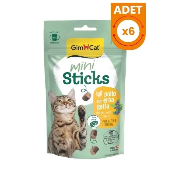 Gimcat Mini Sticks Kedi Otlu ve Tavuklu Kedi Ödül Maması