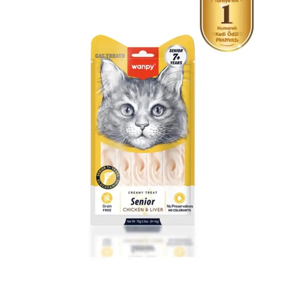 Wanpy Tavuklu & Ciğerli 7+ Yaş Kedi Krema Ödülü 5×14 gr
