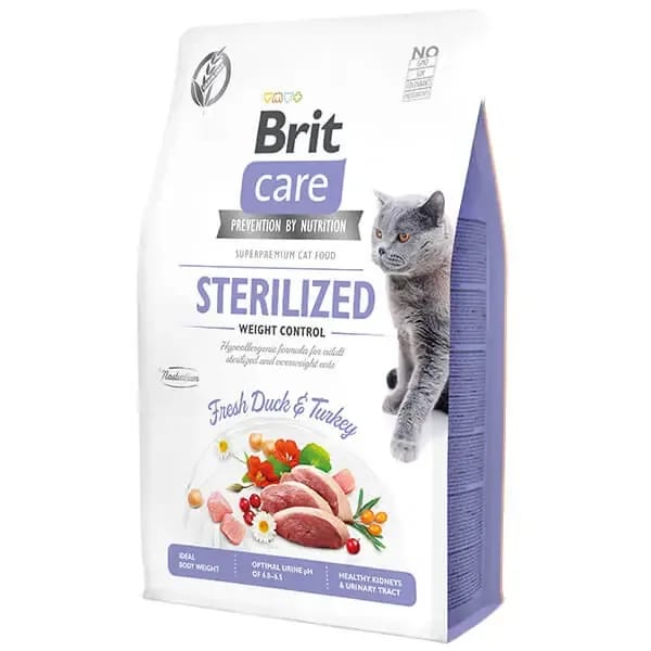 Brit Care Hipoalerjenik Sterilized Ördek ve Hindili Tahılsız Kısırlaştırılmış Kedi Maması