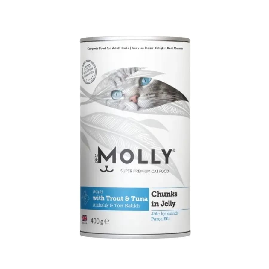 Molly Jöle İçinde Parça Alabalık ve Ton Balıklı Yetişkin Kedi Konservesi
