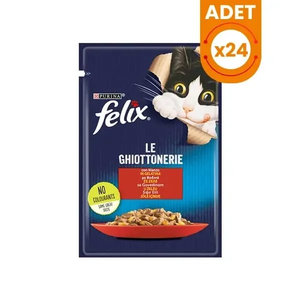 Felix Taze Sığır Etli Jöleli Pouch Yetişkin Yaş Kedi Maması