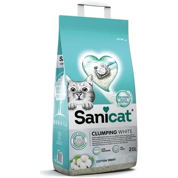 Sanicat Clumping White Cotton Oksijen Kontrol Topaklanan Kedi Kumu